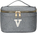 EURYNOME Makeup Bag with Custom Letter V, Water-Resistant Travel Organizer Pouch, (8.3x5.1x5.1 Inch) Cosmetic Case for Women