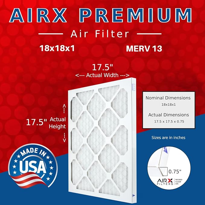 AIRX FILTERS WICKED CLEAN AIR. 18x18x1 Air Filter MERV 13 Electrostatic Pleated - Image 2