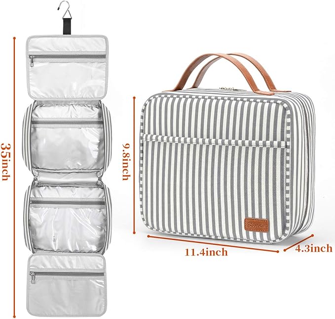 Bosidu Hanging Travel Toiletry Bag,Large Capacity Cosmetic Travel Toiletry Organizer for Women with 4 Compartments & 1 Sturdy Hook,Perfect for Travel/Daily Use/Christmas