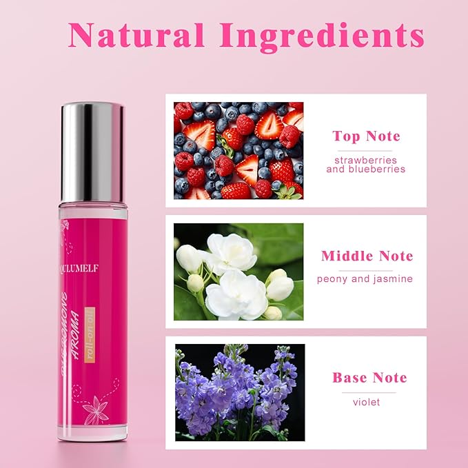 Pheromone Perfume for Women,Fragrance Pheromone Cologne Attract Men, Long Lasting Women's Perfume, Roller Ball Design, Portable and Fruity