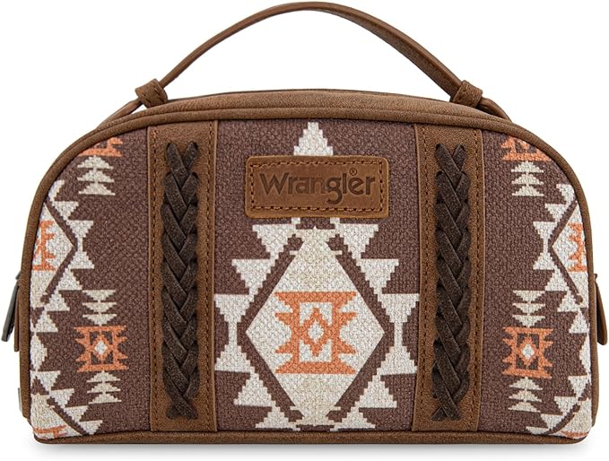 Montana West Wrangler Makeup Bags for Women Portable Aztec Toiletry Bag Southwestern Travel Cosmetic Organizer for Gift