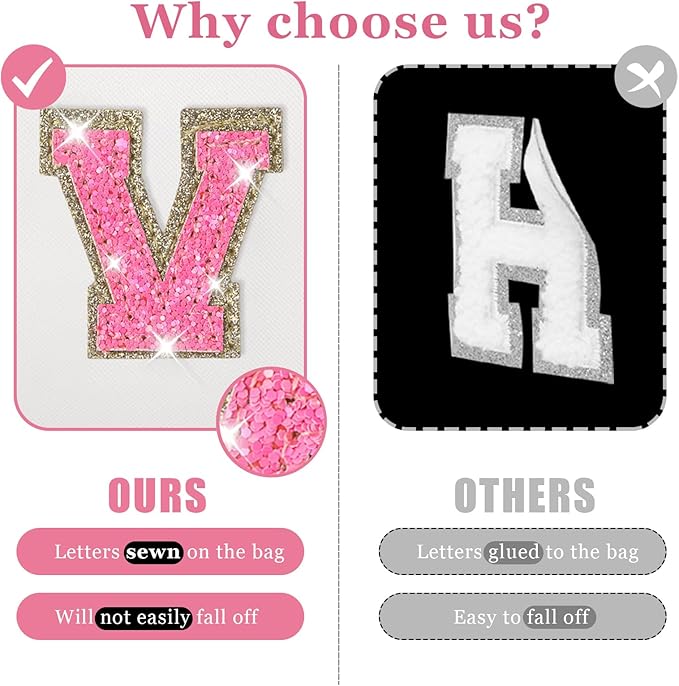 Personalized Initial Letter Patch Makeup Bag, Preppy Glitter Letter Makeup Organizer, Cute Monogrammed Pouch Cosmetic Bag PU Leather Waterproof Travel Toiletry Bag, Gift for Women Teen Girls