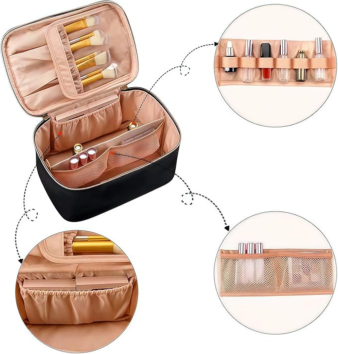 Personalized Cosmetic Bag,Customized Makeup Bag,Large Capacity Toiletry Bags for Traveling Women,Girls,Bridesmaid,with Handle&Divider,Christmas Gifts,Monogrammed Bridesmaid Gifts