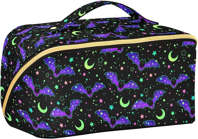 Makeup Organizer Bag, Magic Galaxy Bat Travel Makeup Bags Makeup Vanity Case Large Capacity Rhombus Cosmetic Toiletry Bag for Girl Women Ladies
