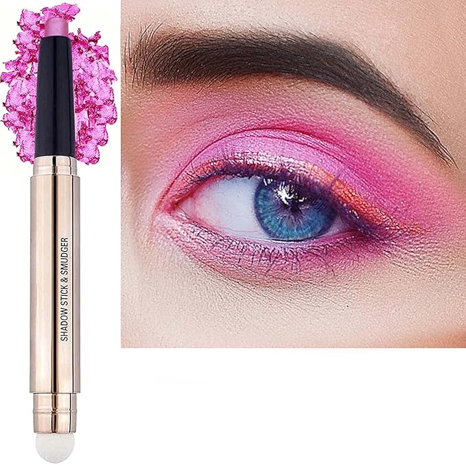 Pink Eyeshadow Stick Cream Smooth Shimmer Eye shadow Pencil Hypoallergenic Waterproof Long Lasting Eye shadow pen Highlighter Stick Multi-Dimensional eyes Look (13# Pink Shimmer)