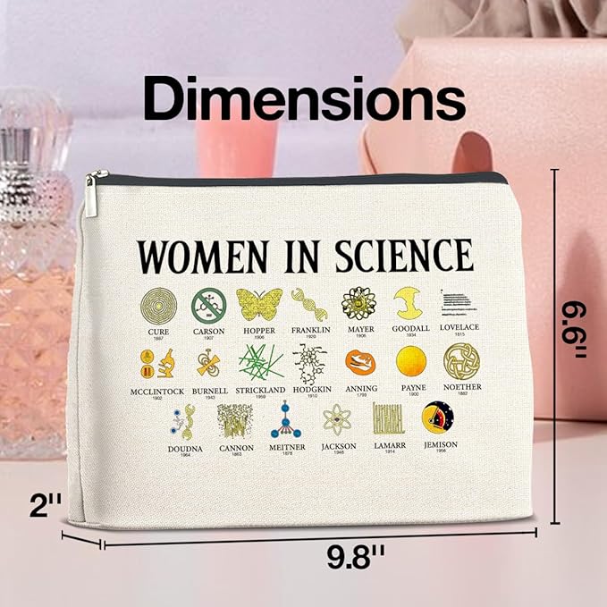 Makeup Bag Gifts for Science Teachers Science Lovers Woman in Science Cosmetic Bag Zipper Makeup Pouch