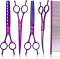 JASON Professional 6 in 1 Dog Scissors Kit - Straight, Thinning, Chunker, Curved Shears and Comb for Long Short Hair and Cat
