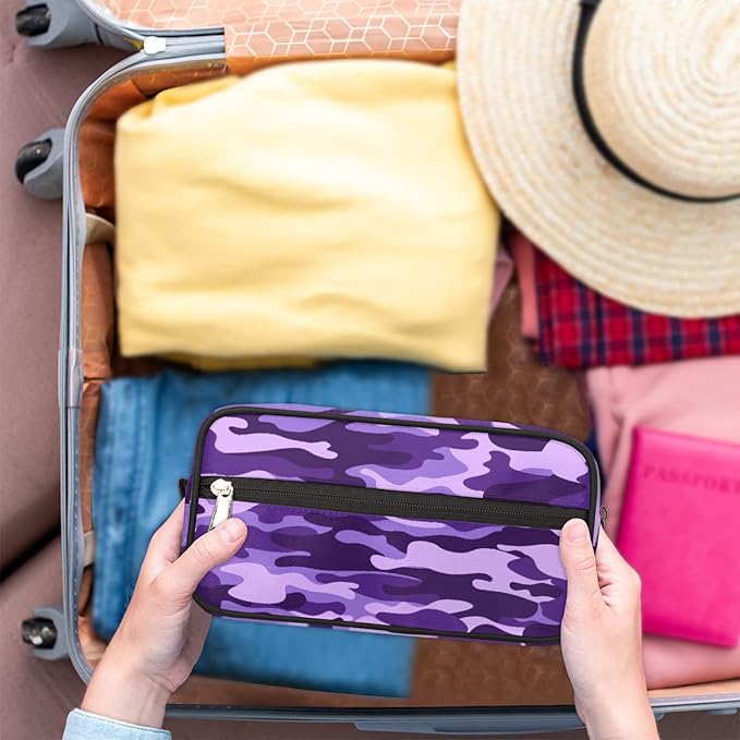 Pardick Travel Toiletry Bag for Women Men Purple Camouflage Camo Organizer Cosmetic Makeup Bag Lightweight Waterproof Shaving Bag Dopp Kit Large Capacity for Toiletries and Shaving Accessories