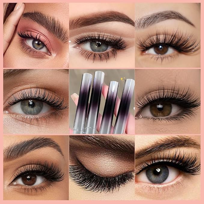 Iron Wand Mascara,Waterproof Metal Wand Mascara Tubing, 3D Curling Metal Wands Mascaras Black Washable, Long-lasting 3D Curling Eyelash, Smudge Proof & No Flaking (Black-2)