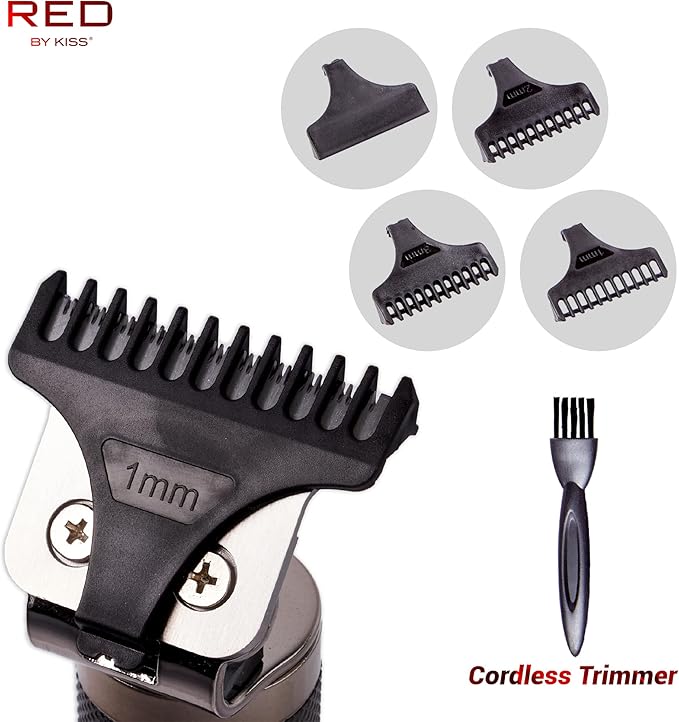 Red by Kiss Hair Trimmer for Men Precision Blade Cordless Trimmer Mens Grooming Kit (Cool Gray)
