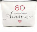60th Birthday Gifts for Women Happy Birthday Makeup Bag Inspirational Birthday Decorations 60 Year Old Birthday Gifts Fun Birthday Gift Ideas for Her Grandma Mom Aunt Friend 60 Years of Being Awesome