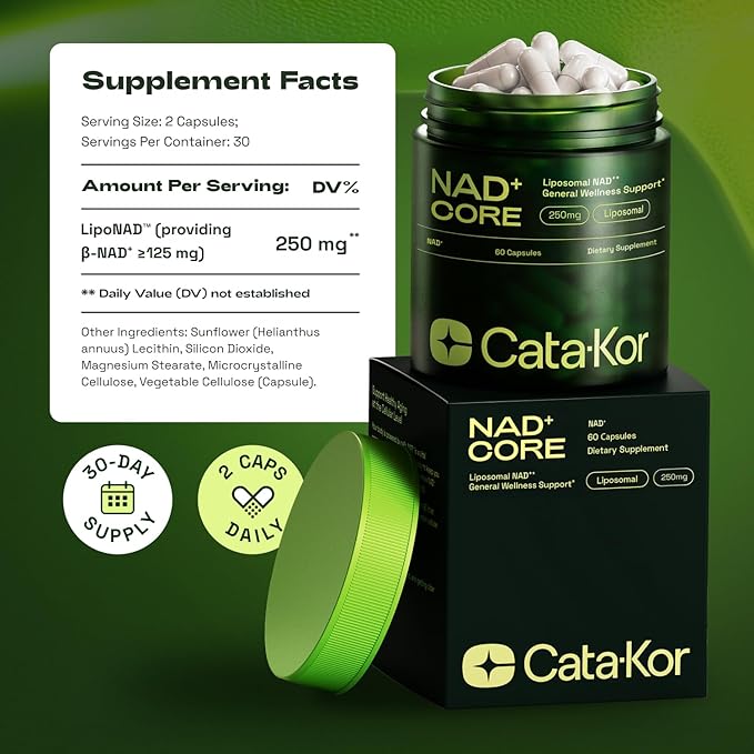 NMN Supplement Alternative – Liposomal NAD+ Supplement – Third-Party Tested – NAD CORE – 60-Day Supply – 120 Capsules