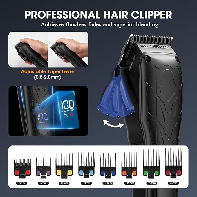 Professional Hair Clippers for Men, Barber Clippers and Trimmers Set, Foil Shavers for Men, 3 in 1 Cordless Hair Clippers Set Hair Cutting Kit Barber kit with LED Display