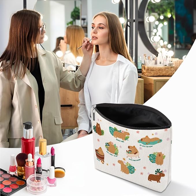 Capybara Gifts, Cute Makeup Bag, Capybara Stuff Cosmetic Bag Travel Pouch, Friendship Graduation Birthday Animal Lovers Gifts for Women Girls Daughter Friend Sisters