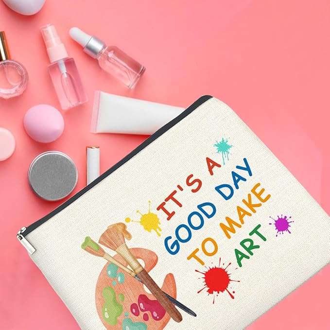 Art Teacher Makeup Bag - Art Lover Gifts for Women Artist & Teacher, Cosmetic Bag With Zipper Makeup Pouch