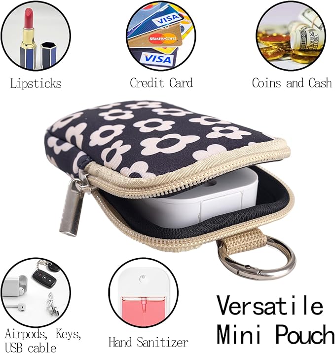 COOKOOKY 2 Pack Hand Sanitizer Spray Case Compatible with Touchland, Hand Sanitizer Holder, Mini Zippered Pouch, Small Makeup Bag for Women Friends Girls Gifts Idea