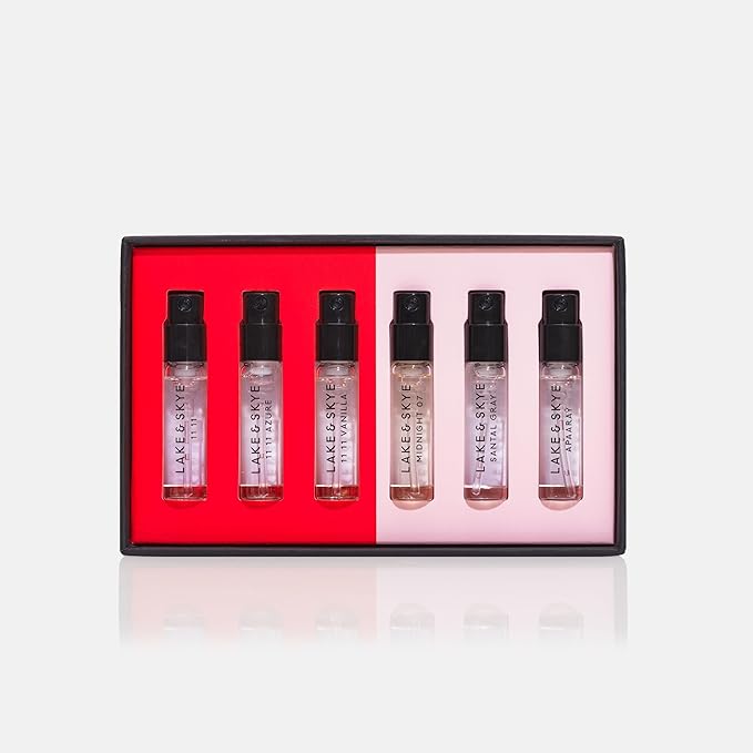 Lake & Skye 11 11 Eau de Parfum Discovery Set, 6 Spray Perfume Trial Set, Travel-sized Pack, Unisex, 6 Scents, Fragrance Sampler Gift Set, Long Lasting Fragrance