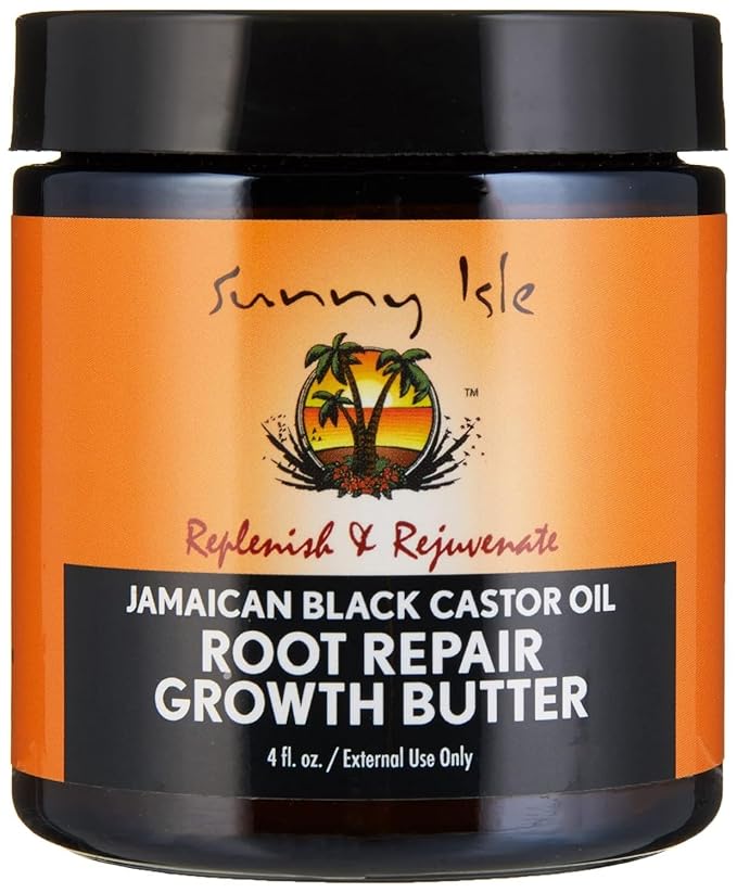 Sunny Isle Jamaican Black Castor Oil Root Repair Growth Butter 4oz | Restores & Revitalizes ALL Damaged Hair Types | Nutrient-Rich, Stimulates Hair Growth | Fights Dry, Itchy, Flaky Scalp