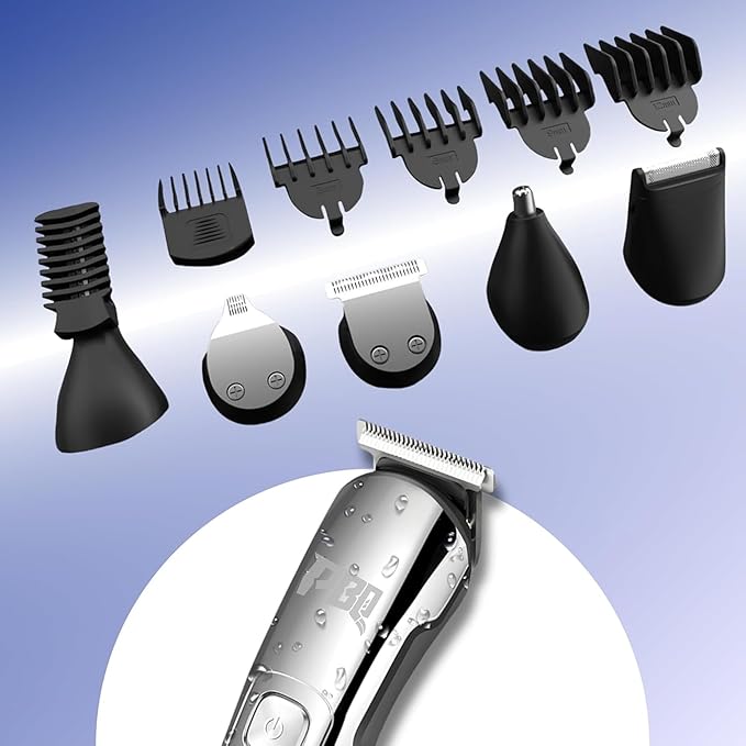 Trimmer for Men Features Waterproof Electric Razor for Your Needs Including Nose, Body, Face and Mustache, Cordless Hair Clippers Shavers for Men Grooming Kit, Silver Color
