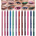 evpct 12Pcs Pink Rose Red Orange Purple Black Silver Blue Red Brown Colored Glitter Eyeliner Eye Liner Pencils Makeup Set for Women Waterproof lapiz delineadores de colores para ojos contra el agua