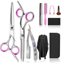 FCYSY Professional 11-Piece Hair Cutting Scissors Kit, Barber Scissors Hairdressing Texture Shears Straight Edge Razor Barber Supplies, Haircutting Shears Salon Tools