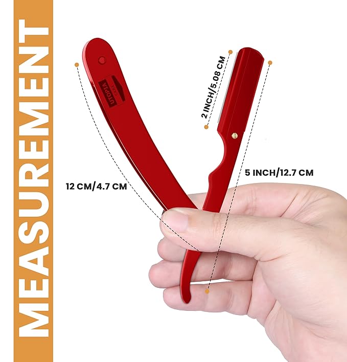 Utopia Care Professional Straight Razor for Men, Barber Straight Edge Razor Safety with 100 Pack Blades, Red