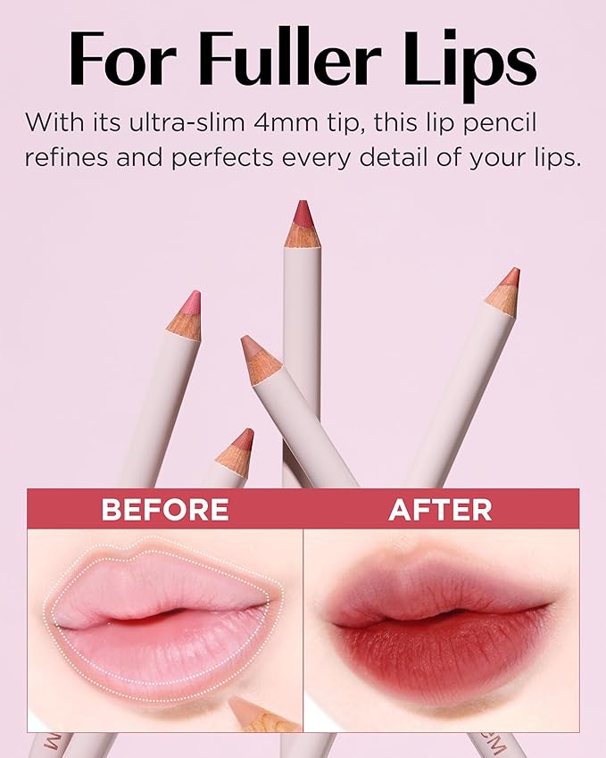 THESAEM Cover Perfection Lip Pencil - Slim, Easy-Blend & Overlip Makeup, Creamy Matte Lip Liner, Long-Lasting with Built-In Sharpener (06 Oat)