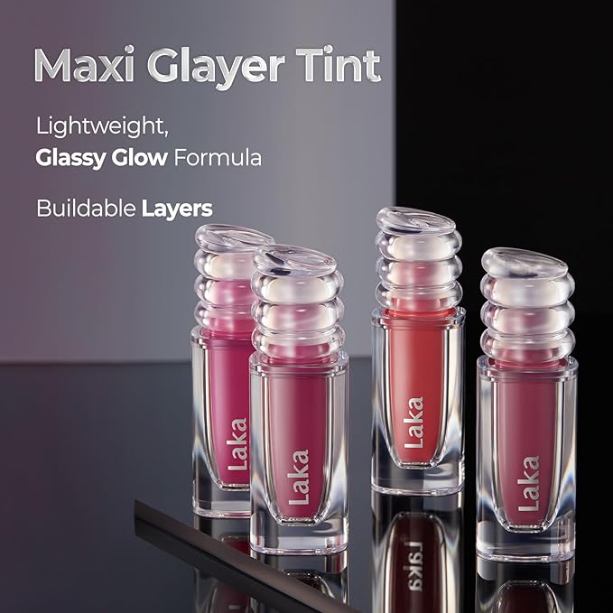 Laka Maxi Glayer Tint 3.8g/0.13oz., Glass Layer of Gloss, Ultra Glow & Vivid Layerable Pigments, High Shine Lip Oil, K-Beauty (#609 Classy)
