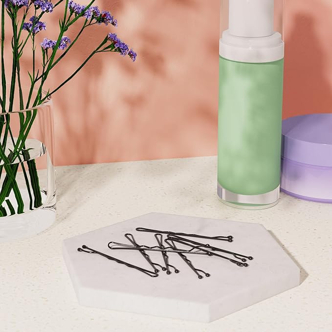 Amazon Basics No Slip Bobby Pins, 48 count, Black High, Gloss Bobby Pins for Pain Free, Comfortable, All-Day Styling and UpDos. For All Hair Types