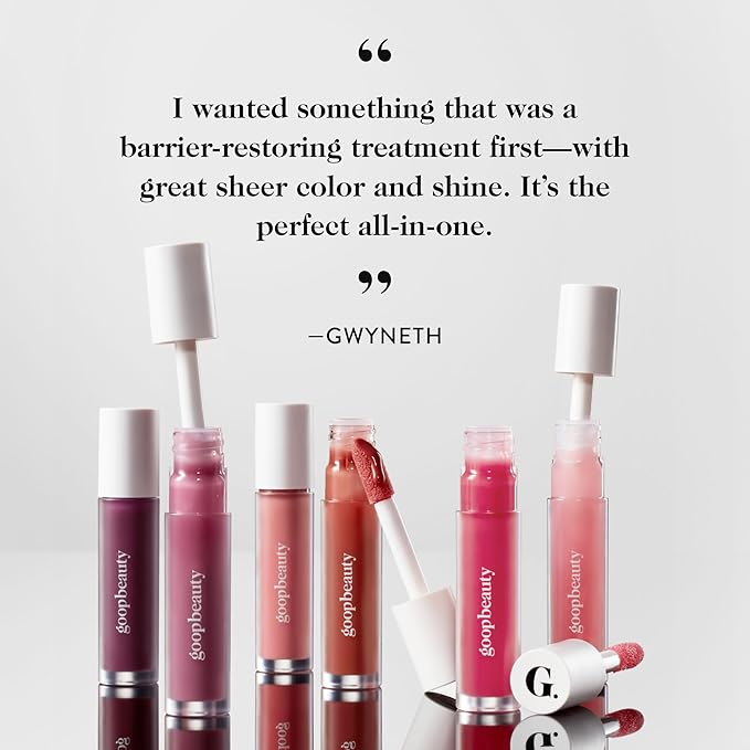 goop Beauty Hydra-Barrier Gel Gloss Set of 3 | Hydrating Lip Gloss to Moisturize & Plump Lips | Hyaluronic Acid & Vitamin E | Glaze, Blossom, and Spice | 0.13 oz each