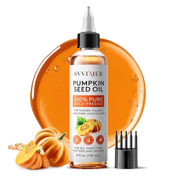 Svvimer Pumpkin Seed Oil for Hair Growth - 100% Pure Raw Organic Natural Cold Pressed - for Dry Damaged Hair and Volume Women and Men 4 Fl Oz (Pack Of 1)