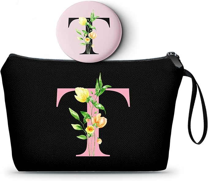 Birthday Maid of Honor Gifts for Women Her Mom Team Teacher Friend Bridesmaid Bride Personalized Makeup Cosmetic Bag with Mirror Valentines Mothers Day Christmas Graduation T