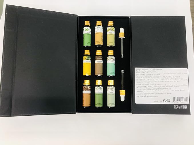 PHATOIL 9PCS Premium Essential Oil Set - 10ML/0.33FL.OZ Fragrance Oils for Diffusers DIY Candle Soap Making, Long Lasting Scents, Ideal Gift Set for Friends and Families