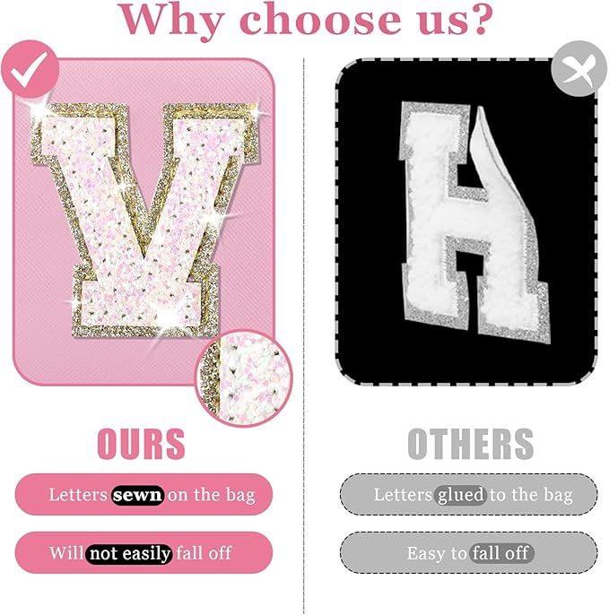 Personalized Initial Letter Patch Makeup Bag, Preppy Glitter Letter Makeup Organizer, Cute Monogrammed Pouch Cosmetic Bag PU Leather Waterproof Travel Toiletry Bag, Gift for Women Teen Girls