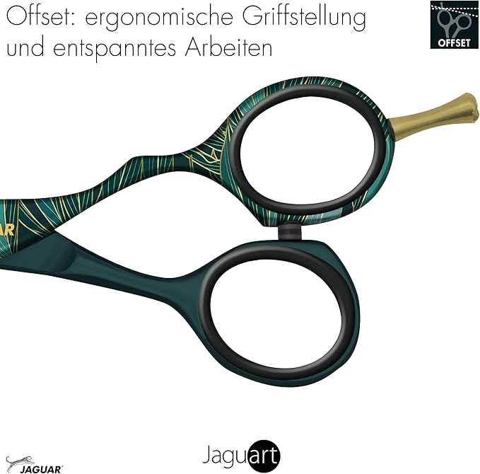 Jaguar Exotic Island Jungle Green Hairdressing Scissors, Right Handed Offset Handle, 5.5 Inch