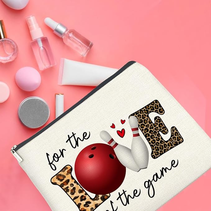 Bowling Gifts Makeup Bag Bowling Team Gifts for Women Coach Cosmetic Bag Bowling Zipper Makeup Pouch Gift, polychrome