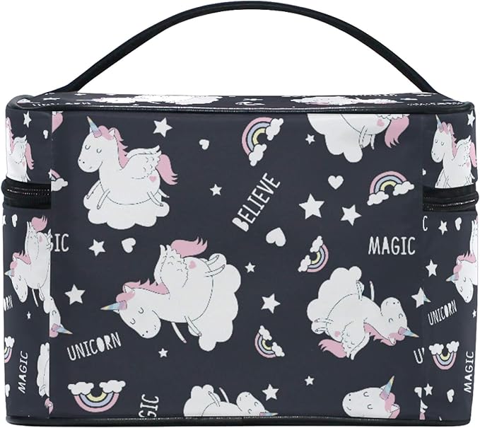 Makeup Bag, Cute Unicorn Rainbow Travel Makeup Organizer Bag Cosmetic Cases Toiletry Bags for Girl Women Ladies