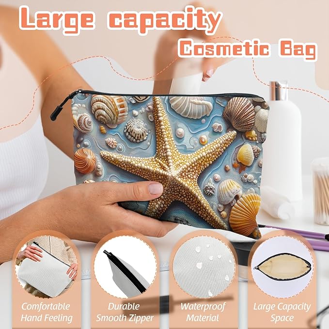 Cosmetic Bags Travel Makeup Toilet Case Waterproof Pouch for Women Girls 6.7X9.45inches - The Enchanting Allure of Marine Treasures