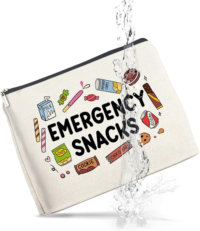Snack Lover Gifts for Women, Foodie Gifts Makeup Bag, Emergency Snacks Zipper Makeup Pouch