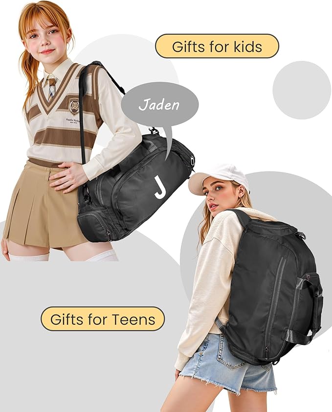 Teenage Girl Gifts 12-16, Initial Gym Bags with Shoe Compartment, Dance Bag for Girls, Monogram Kid Overnight Bags, Ballet Sport Gymnastics Cheer Travel Duffle Tote (Letter Z)