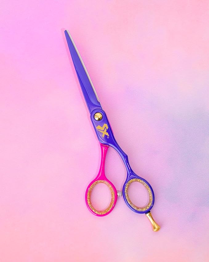 Cricket Shear Xpressions Charmed Life 5.75” Professional Stylist Hair Cutting Scissors, Japanese Stainless Steel Shears, Ms. Behaving (Hot Pink & Electric Purple)