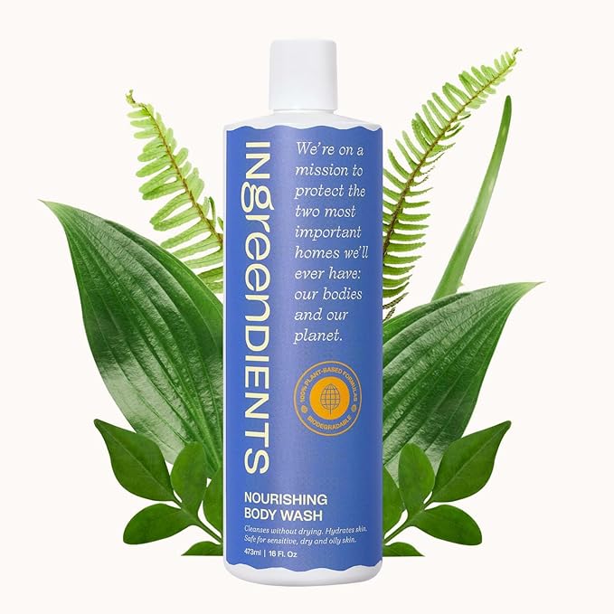Ingreendients Moisturizing Body Wash For Dry, Sensitive & All Skin Types - Natural, Organic, Non-Toxic, pH Balanced, Vegan, Sulfate-Free, Paraben-Free, Gluten-Free (16 FL. OZ)