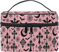 MNSRUU Makeup Bags, Black Gothic Moon Spider Webs and Bats Makeup Organizer Bags Toiletry Bag Box Travel Cosmetic Bag Make Up Train Case for Women Teen Girl Ladies