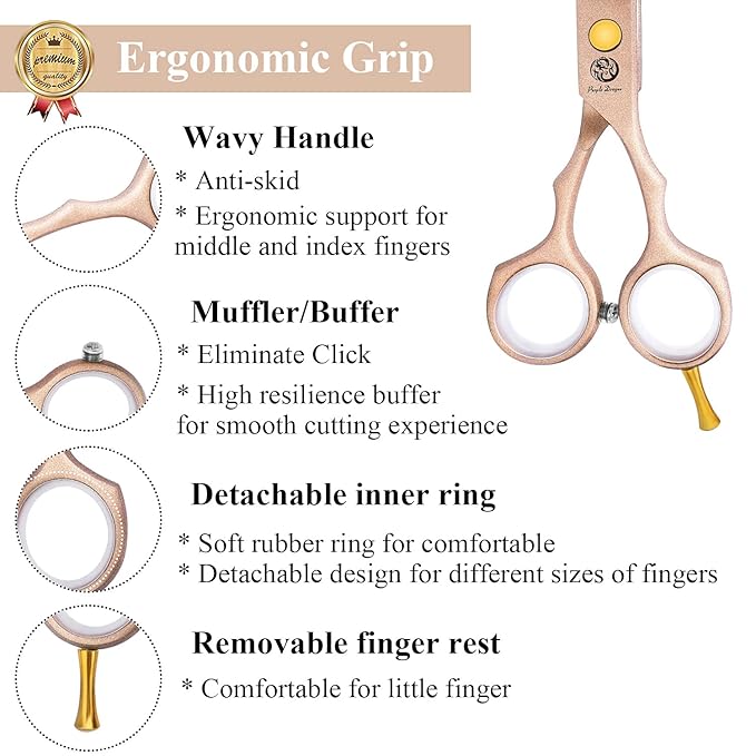 Purple Dragon 5.5 inch Hair Cutting Scissors Set with Razor, Leather Scissors Case, Barber Hair Cutting Shears Hair Thinning/Texturizing Shears for Professional Hairdresser or Home Use (Rose Gold)
