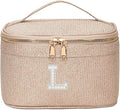 EURYNOME Makeup Bag with Custom Letter L, Water-Resistant Travel Organizer Pouch, (8.3x5.1x5.1 Inch) Cosmetic Case for Women