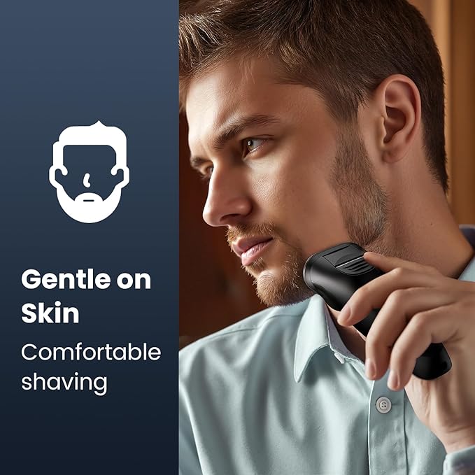 Electric Razor for Men Cordless: Wet/Dry Rotary Shaver Waterproof - USB Fast Charging & Sensitive Skin Care - Pop up Trimmer & Precision Blades Black