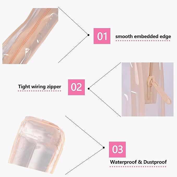6 Packs Clear Cosmetics Bags for Women Men Waterproof Toiletry Bags PVC Makeup Bags Organizer Case with Zipper for Travel Bathroom (6 pink Colors)