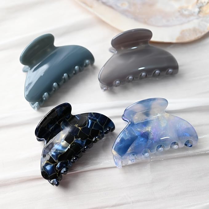 Handmade Celluloid Acetate French Design Barrettes Tortoise Shell Claws Hair Claw Luxury Fashion Accessories Hair Clip for Women (aespa blue)