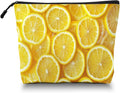 Cosmetic Bags Travel Makeup Toilet Case Waterproof Pouch for Women Girls 6.7X9.45inches - Arrangement of Lemon Slices in A Bright Yellow