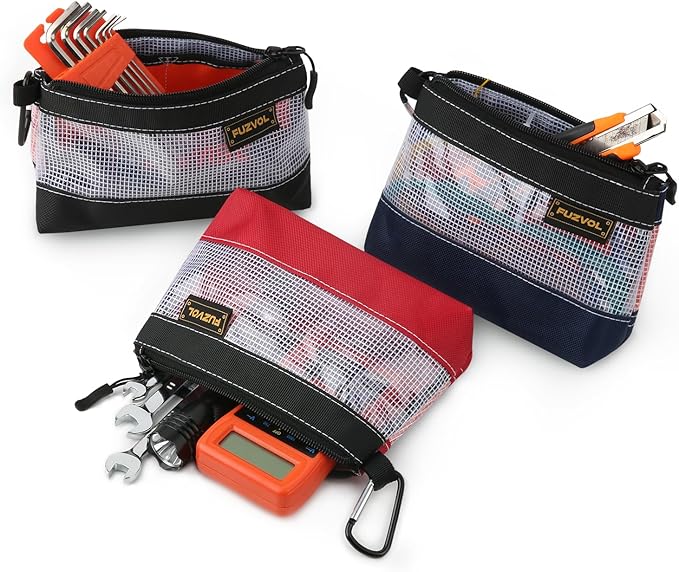 Clear Tool Pouch, 7" Small Tool Bag, Mini Zipper Pouch, See Through Tool Pouch Bag for Tool Box Organizers and Storage, Heavy Duty Tool Bag for Men and Women, 3 Pack